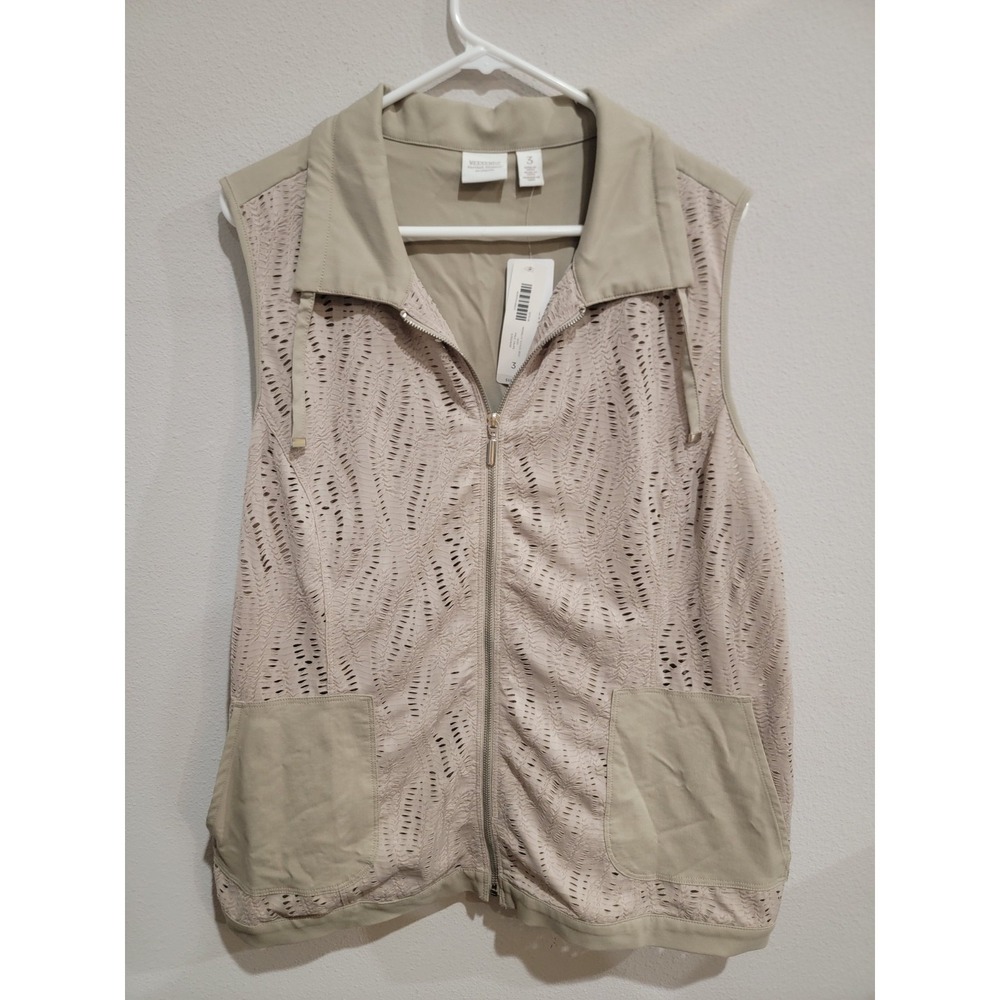 Chico's Weekends Perfect Stretch Size 3 (XL) Vest open weave Pale Taupe NWT